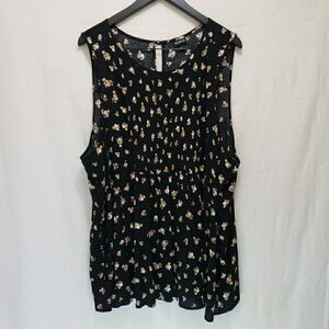 Torrid Women's Black Floral Sleeveless Cottagecore Top 4X